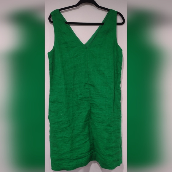J Crew Kelly Green Sleeveless Washable Linen Dress NWT - Picture 2 of 8